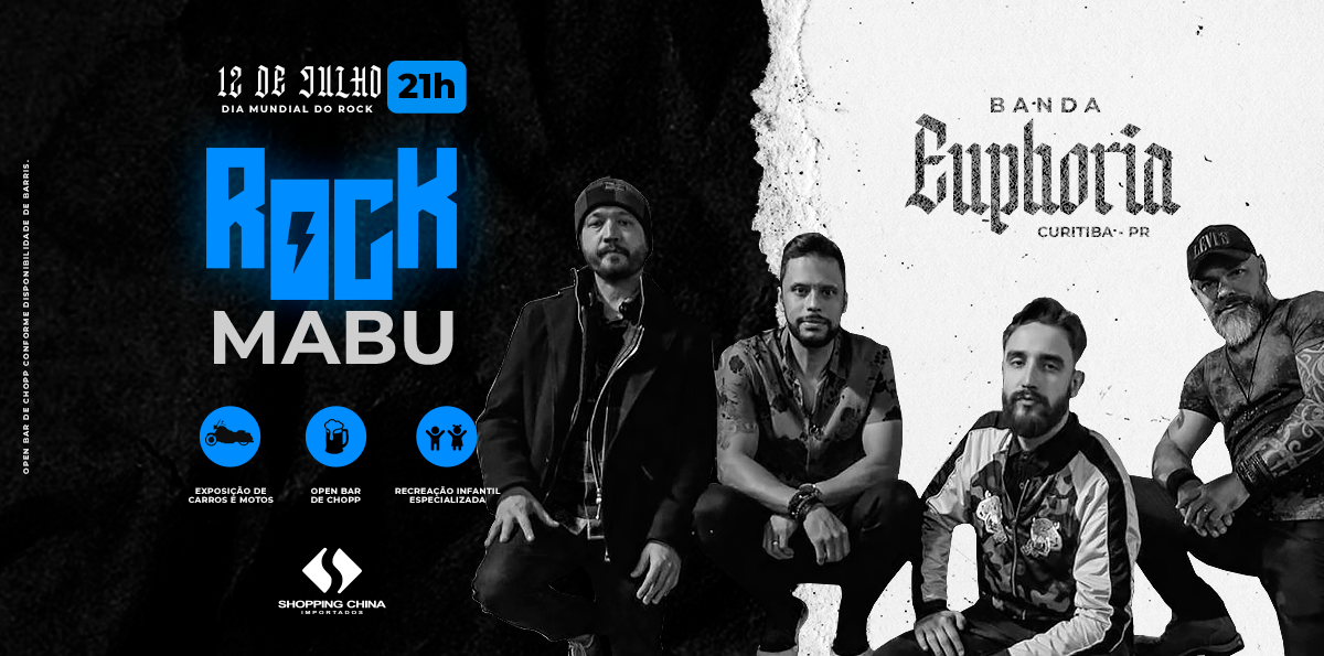 Mabu celebra o Dia Mundial do Rock com show da Banda Euphoria e atrações exclusivas